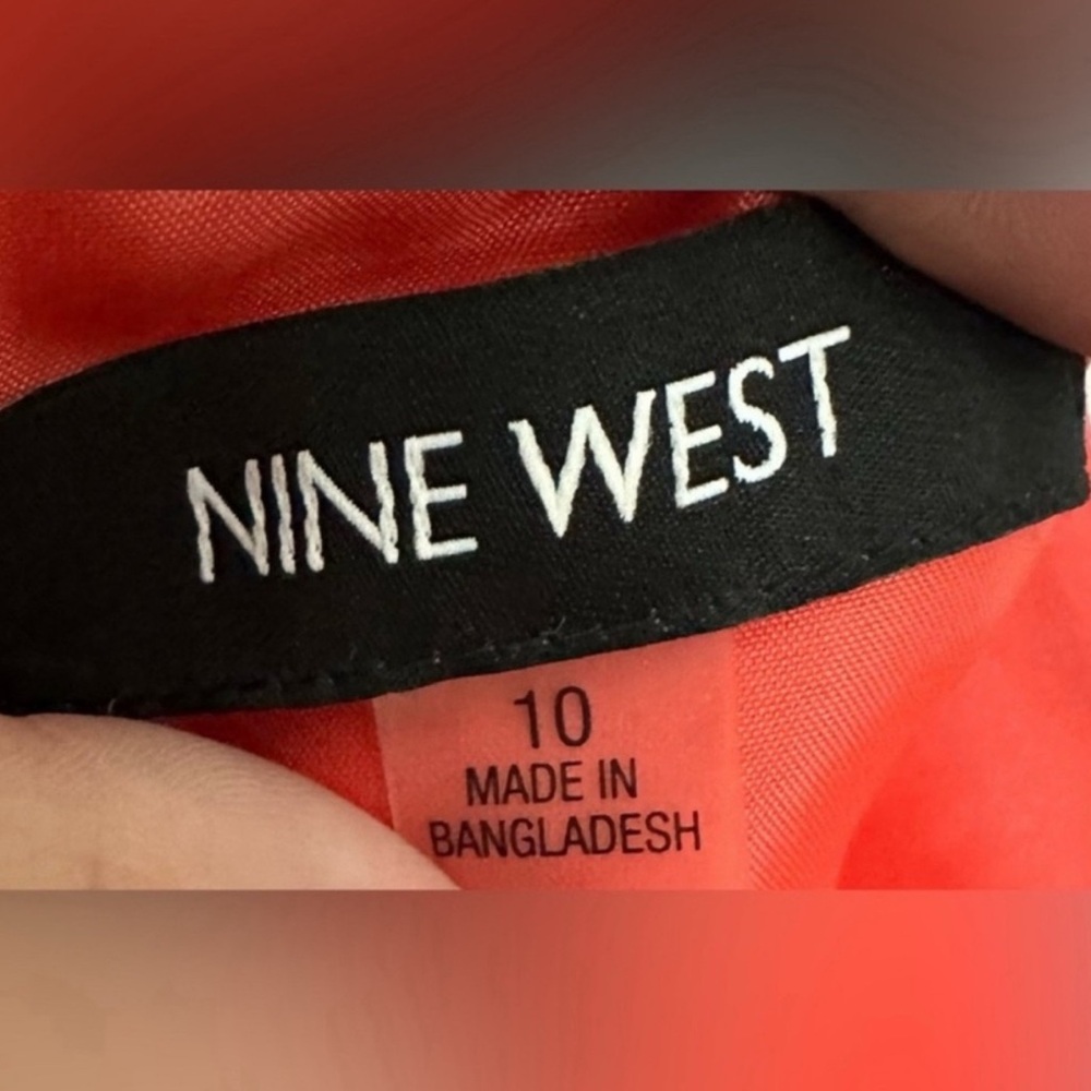 Nine West Coral Striped Box Pleat Dress - Picture 4 of 8